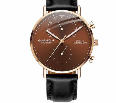 relogio masculino GUANQIN Brand Luxury Watches Men Fashion Creative Chronograph Luminous Analog Retro Leather Strap Quartz Watch