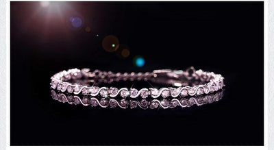 Cute New Luxury Jewlry Hot Sale 17cm AAA cubic zirconia 925 Silver Wedding Women Roma Bracelet