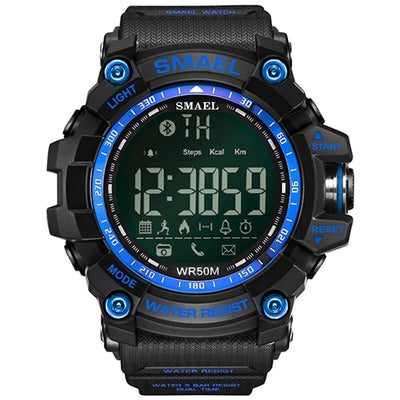 50Meters Swim Dress Sport Watches Smael Brand Army Green Style  Bluetooth Link Smart Watches Men Digital Sport Male Clock 1617B