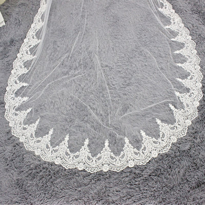 White/Ivory 3M Cathedral Length Lace Edge Bridal Head Veil With Comb Long Wedding Veil Accessories velos de novia