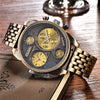 Oulm Individuality Big Watch Man Luxury Brand Quartz Wrist Watches Gold Men Full Steel Watch Military Male Clock montre homme