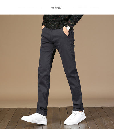 2019  New Mens Casual Pants Trousers Slim Straight Trousers Elasticity Fabric Basic Pants Male Fashion Big Size 44 46