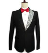 Mens Fashion Crystal Lapel Black Suits Stage Singer Moderator Wedding Bridegroom Prom Dress Suit Costume Homme Slim Fit