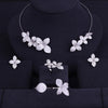 Luxury real micro pave setting cubic zirconia leaves shaped necklace earrings ring bracelet dubai jewelry set for dinner party