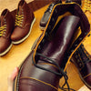 Handmade Genuine Leather Original Unisex Spring Winter Boots Men Wing Motorcycle Fashion Work Wedding Boots Wine Red Color