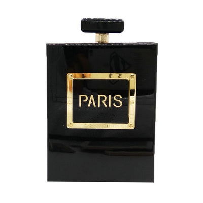 Boutique De FGG Women Fashion Clutches Purse Perfume Bottle Crossbody Shoulder Bags Laides Black Acrylic Box Clutch Evening Bag