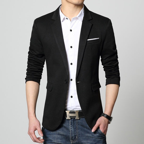 Mens Korea Slim Fit Fashion Blazers Suit Jacket Male CasualPlus size M ...