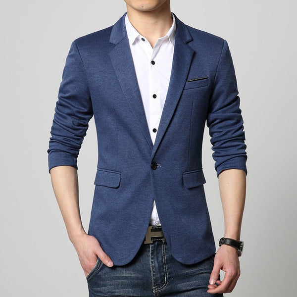 Mens Korea Slim Fit Fashion Blazers Suit Jacket Male CasualPlus size M ...