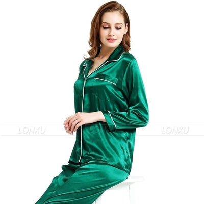 Womens Silk Satin Pajamas  Pyjamas  Set  Sleepwear Loungewear U.S.S6,M8,M10,L12,L14,L16,L18,L20  S ~3XL Plus Size