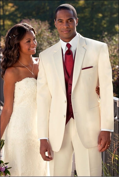 New Style Groom Tuxedo Ivory Groomsmen Notch Lapel Wedding/Dinner Suits Best Man Bridegroom (Jacket+Pants+Tie+Vest) B276
