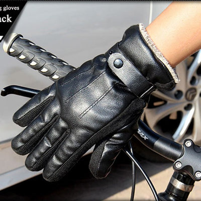 Men's Winter Leather Gloves Thicker Warm Driving Ridding Gloves Mittens Eldiven Male Leather Gloves