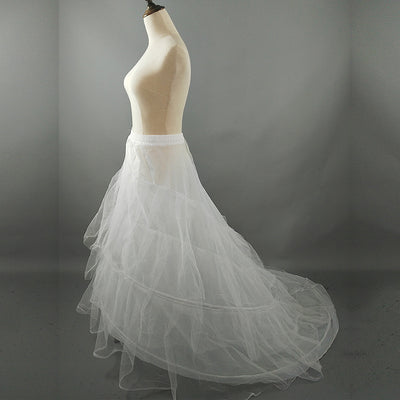 ZJ52015 Wedding Dress Crinoline Bridal Petticoat Underskirt 2 Hoops with Chapel Train