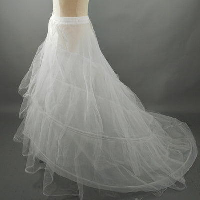 ZJ52015 Wedding Dress Crinoline Bridal Petticoat Underskirt 2 Hoops with Chapel Train