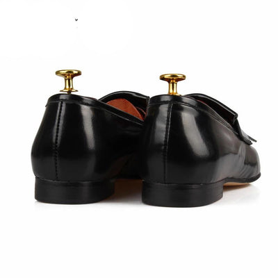 Leather fringed Loafers Men Moccasins Black Patent leather Slippers Man Flats Wedding Men's Dress Shoes Casual slip on