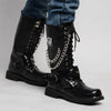 Army Boots Men High Military Combat Men Boots Mid Calf Metal Chain Male Motorcycle Punk Boots Spring Men's Shoes Rock
