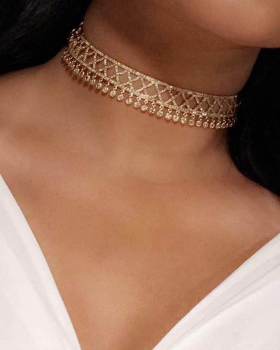 popular cubic zirconia tie Chain choker necklace for Women adjustable length trendy geometric chokers necklaces N6087