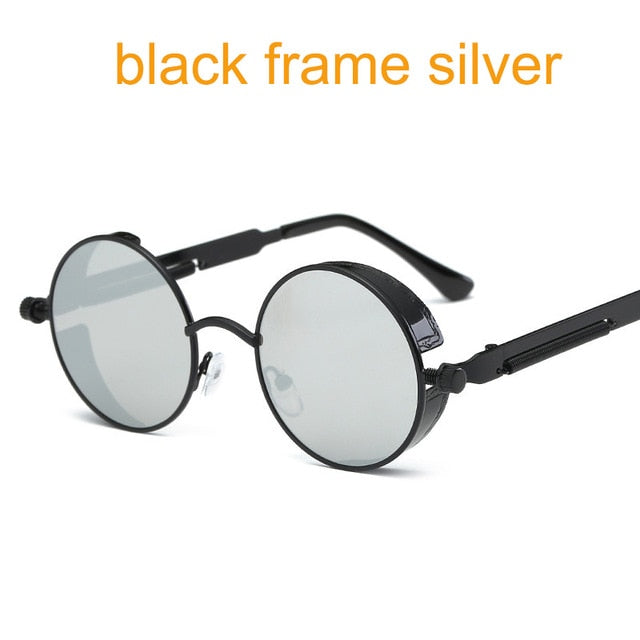 Gothic Steampunk Round Metal Sunglasses for Men Women Mirrored Circle Sun glasses Brand Designer Retro Vintage Oculos UV400