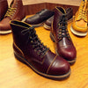 Handmade Genuine Leather Original Unisex Spring Winter Boots Men Wing Motorcycle Fashion Work Wedding Boots Wine Red Color
