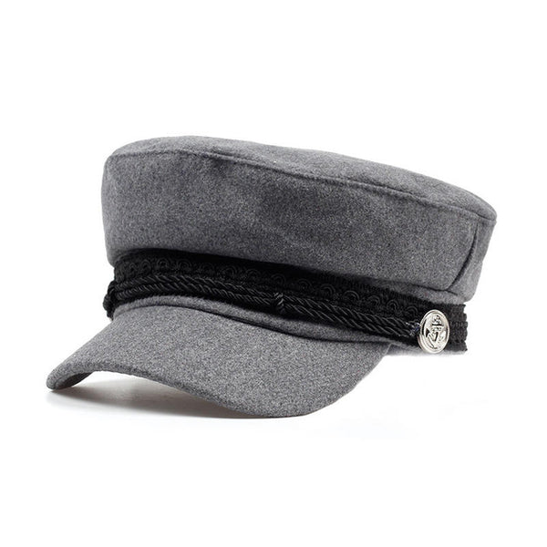 2017 Fashion Solid Visor Military Hat Autumn and Winter Vintage wool P ...