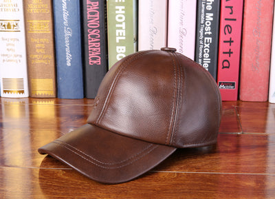 2018 New Genuine Leather Hat Male Cowhide Autumn Winter Casual Cap Adult Thermal Middle Age Baseball Cap Hat for Man B-7251