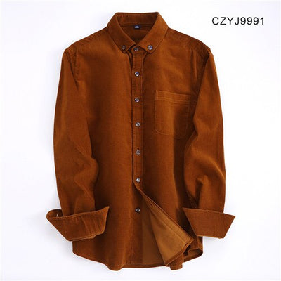 New Autumn/winter 100% cotton corduroy full sleeve button-down collar easy care wearable comfortable solid male casual shirts