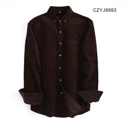 New Autumn/winter 100% cotton corduroy full sleeve button-down collar easy care wearable comfortable solid male casual shirts
