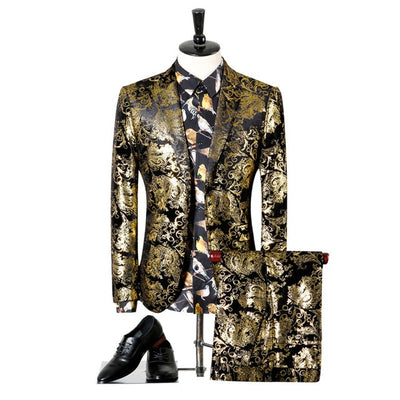 Plyesxale Men Suits For Wedding 2018 Luxury Brand Black Gold Tuxedo Jacket Designer Prom Suits Latest Coat Pant Designs Q303