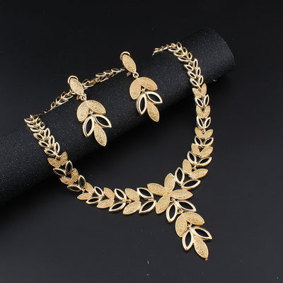 Jewelry Sets Wedding Crystal Heart Fashion Bridal African Gold Color Necklace Earrings Bracelet Women Party Sets