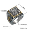 HIP Punk Crown Pattern Mens Signet Rings Vintage Square Titanium Stainless Steel Crystal Rings for Men Jewelry