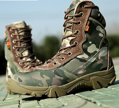 Spring Men Military Tactical Boots High Top Canvas Round Toe Zipper Lace Up Combat Army Boot Mens Ankle Casual Desert Shoes