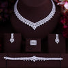 Luxury Women Jewels Elegant Shape Bridal CZ necklace earrings bracelet ring 4pcs  Big Wedding Jewelry Sets For Bride