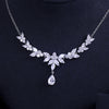Clear BEST QUALITY BRILLIANT CRYSTAL ZIRCON EARRINGS AND NECKLACE BRIDAL JEWELRY SET WEDDING DRESS ACCESSARIES