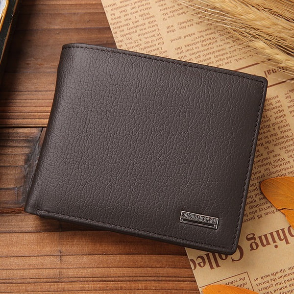 Luxury 100% Genuine Leather Wallet Fashion Short Bifold Men Wallet Cas ...