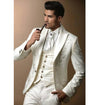 Newest Embroidery Groomsmen Mandarin Lapel Groom Tuxedos White Men Suits Wedding/Prom Best Man Blazer (Jacket+Pants+Vest) C1