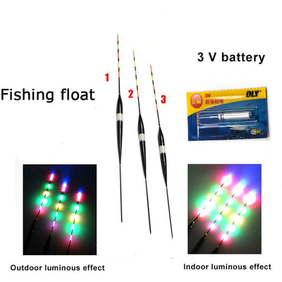 3pcs/set Fishing Float LED Electric Float Light + Battery Deep Water Float Fishing Tackle Bobber Fishing Gear With electrons