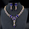 5 colors new crystal wedding jewelry set women gold color necklace long earrings set dress accessories bridesmaid