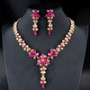 5 colors new crystal wedding jewelry set women gold color necklace long earrings set dress accessories bridesmaid