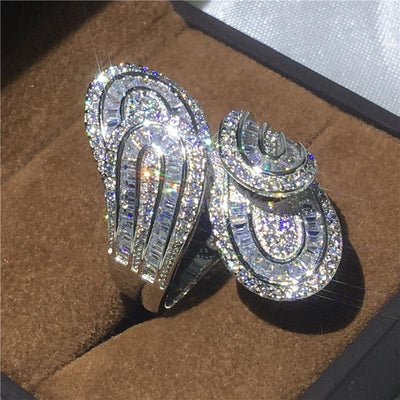 choucong Unique Big Flower Ring 5A Zircon sona Cz 925 Sterling Silver Engagement Wedding Band Rings for women men Finger Jewelry