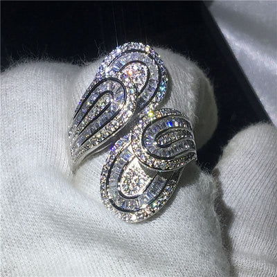 choucong Unique Big Flower Ring 5A Zircon sona Cz 925 Sterling Silver Engagement Wedding Band Rings for women men Finger Jewelry