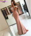 Blush Pink Evening Gown Mermaid Prom Dresses Appliques Lace Evening Dress Vestido De Festa