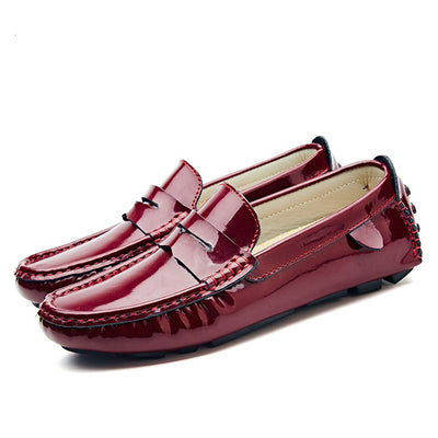 MIXIDELAI men penny loafers patent leather moccasins burgundy size 47 46 45 driving shoes men 12 11 10 9.5 leather loafers white