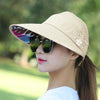 1PCS women summer Sun Hats pearl packable sun visor hat with big heads wide brim beach hat UV protection female cap