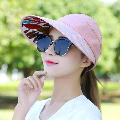 1PCS women summer Sun Hats pearl packable sun visor hat with big heads wide brim beach hat UV protection female cap