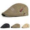 Black Cotton Beret Men Women Casual Solid Ivy Flat Cap Large Head Size Adjustable Boina Hats 100
