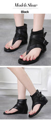 2019 Summer Sandals Women Zipper Design Cover Heel Lady Party Shoes Leather