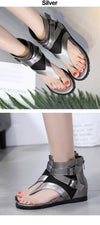 2019 Summer Sandals Women Zipper Design Cover Heel Lady Party Shoes Leather