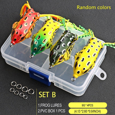 4pcs/Box Ray Frog Soft Fishing Lures 6g 9g 13g Double Hooks Top water Ray Frog Artificial Soft Bait Winter fishing Accessories
