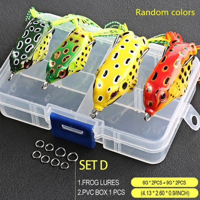 4pcs/Box Ray Frog Soft Fishing Lures 6g 9g 13g Double Hooks Top water Ray Frog Artificial Soft Bait Winter fishing Accessories