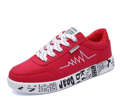 HZXINLIVE 2018 Fashion Women Vulcanized Shoes Sneakers Ladies Lace-up Casual Shoes Breathable Walking Canvas Shoes Graffiti Flat