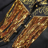 Men's Gold Silver Twinkle Tassel Sequins Embroidery Double Breasted Stage Singer Suit Jacket Men Slim Fit Blazer Designs